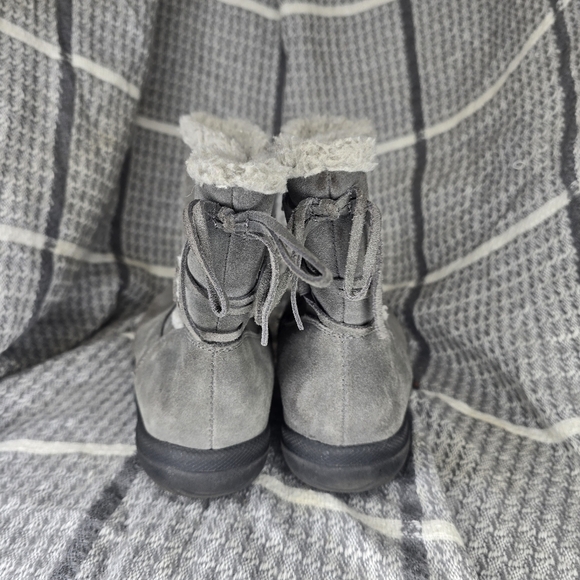 Bass Shannon Tie Back Short Black Leather Boots Sz 7 - Picture 2 of 8